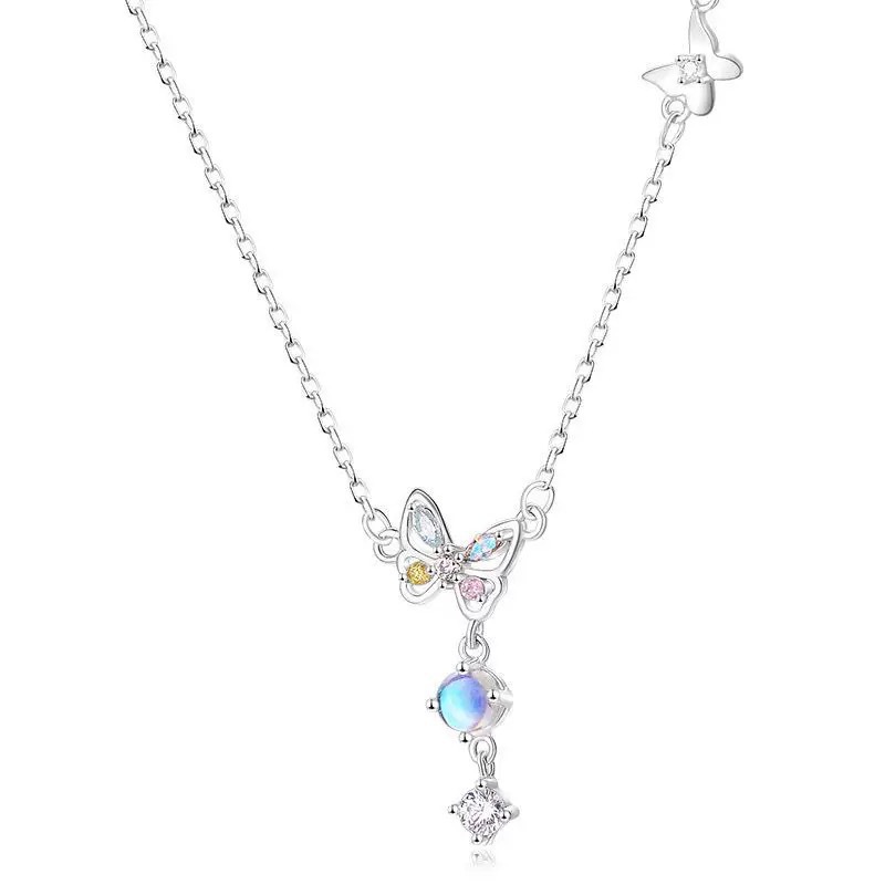 Cute CZ Butterfly Necklace Set of 5 Small Graduation Gifts for Close Friends or Teen Girls